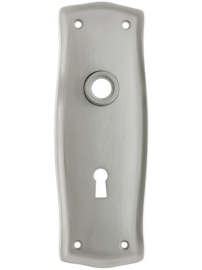 Prairie Style Forged Brass Back Plate With Keyhole in Satin Nickel.